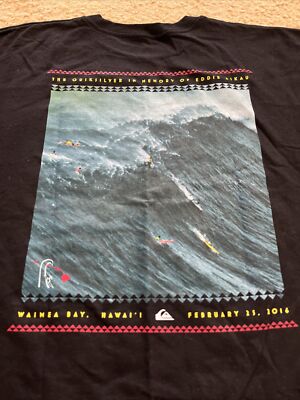 NWT QUIKSILVER EDDIE AIKAU WOULD GO 2015-16 WAIMEA BAY HAWAII MED BLK T-SHIRT
