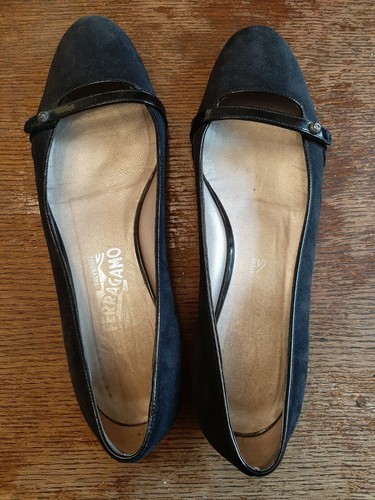 Salvatore Ferragamo flats shoe women 9.5 black YB 05493 | eBay