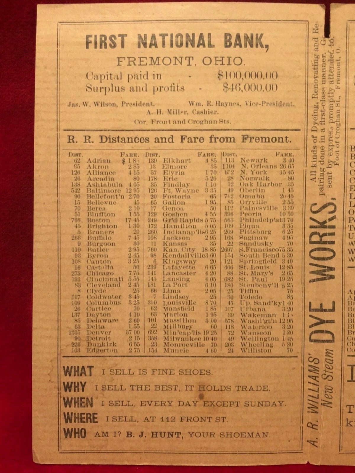 Vintage Antique 1891 Davidson's Guide To Fremont Ohio Paper Advertisement