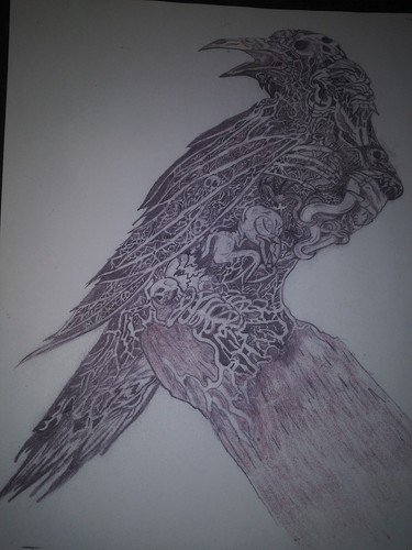 Hand Drawn Art Gothic Crow