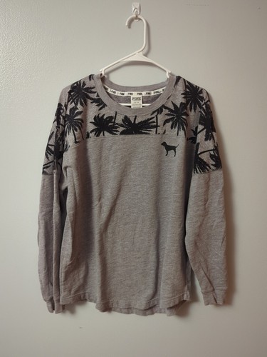 VS Pink Palm Tree Sweatshirt, Size M, Black And Grey | eBay