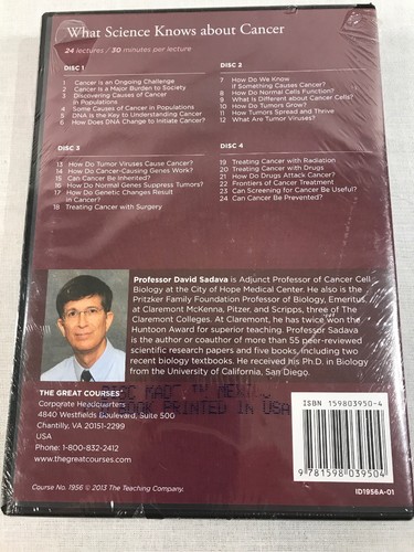 The Great Courses What Science Knows About Cancer  DVD & Book Set