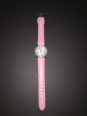 Genevex Watch Stainless Steel Silver Diamond PINK Croco w New Batt - All Ages