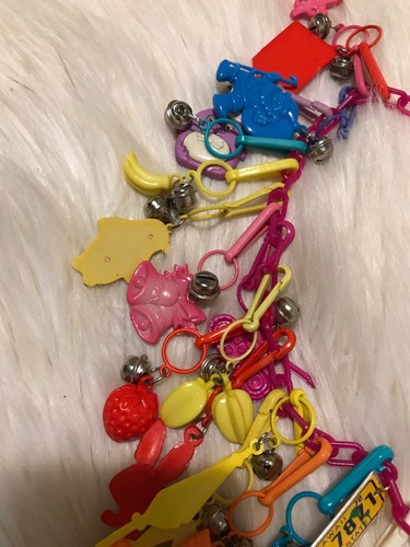Vintage 80’s Plastic Bell Charm Necklace Retro Classic 1980's Style~Free Ship