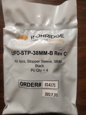 Qty4 IronRidge UFO-STP-38MM-B rev c Stopper Sleeve, 38MM, Black, Qty 4