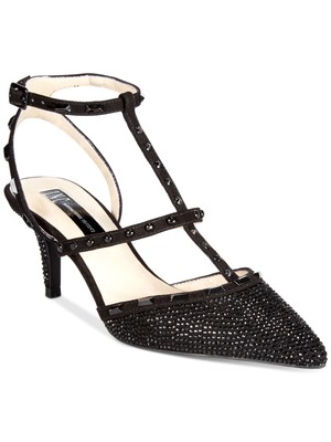 

INC Женские черные ремешки на щиколотке Carma Pointed Toe Kitten Heel Slingback, Черный, CARMA2R