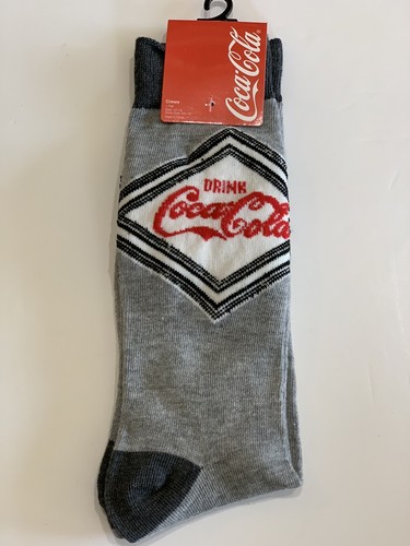 Coca-Cola Men's Dress Casual Novelty Crew Socks Gray