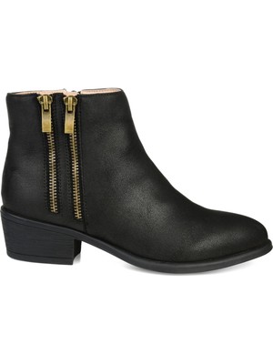 

JOURNEE COLLECTION Женские черные ботильоны Jayda на блочном каблуке с миндалевидным носком на молнии, Черный, JAYDA-BOOTIE