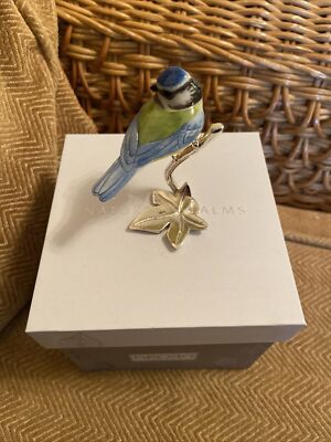 Nature's Realm from Arora - Chrome & Enamal Bird Figurine - BLUETIT (b12)
