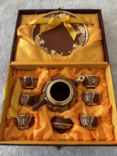 Jiwenzhat Gold Plated Tin Inlaid IMPORTED ART TEA SET by Jiwenzhat Gold Plated Tin Inlaid IMPORTED ART TEA SET by