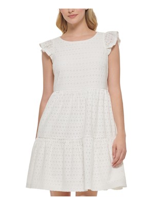 

JESSICA HOWARD Женское белое короткое платье с подкладкой на спине и развевающимися рукавами, Белый