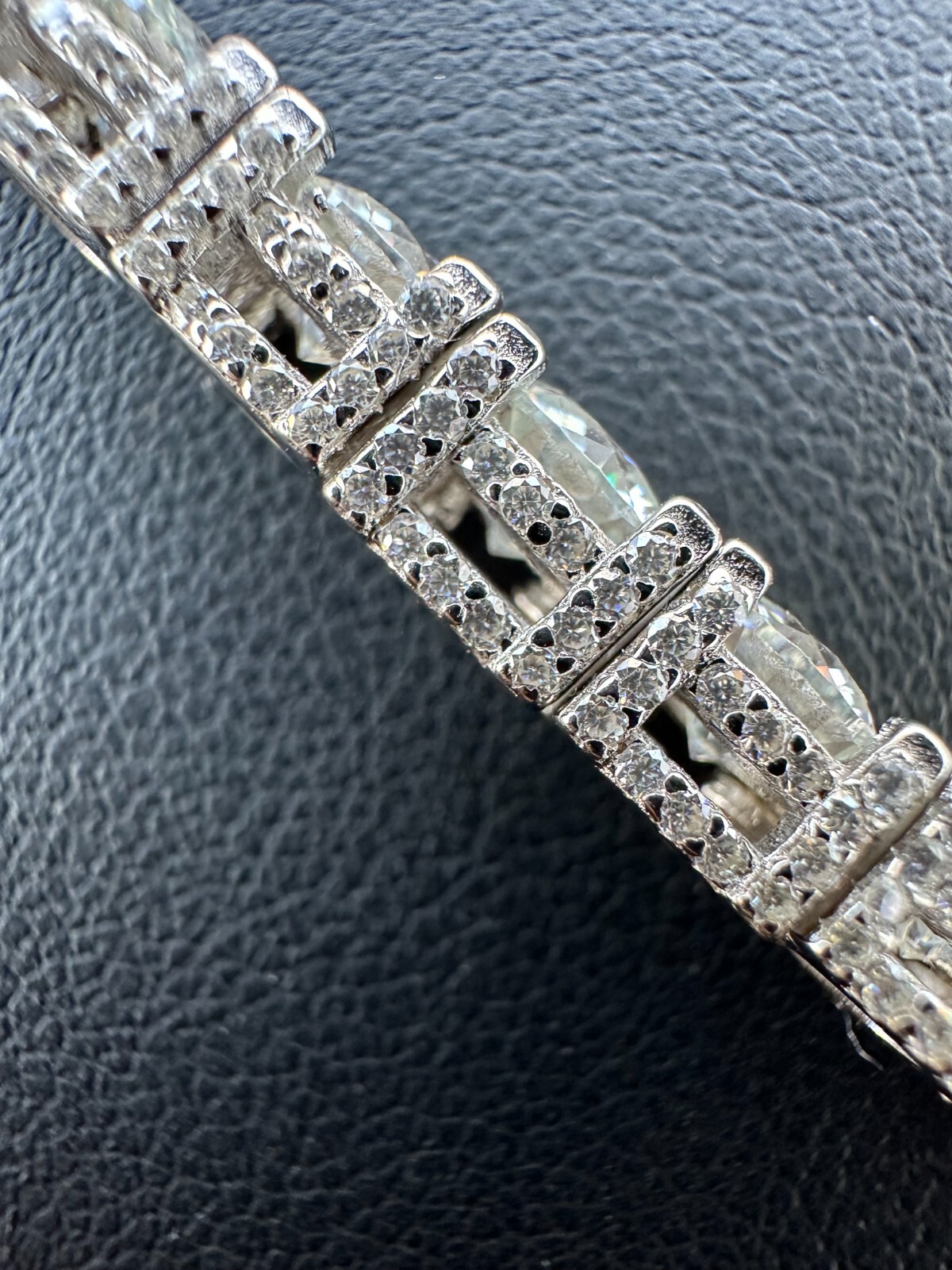 Pre-owned Harlembling 5mm Moissanite Tennis Chain Necklace Reinvented 925 Silver Stones On All Sides