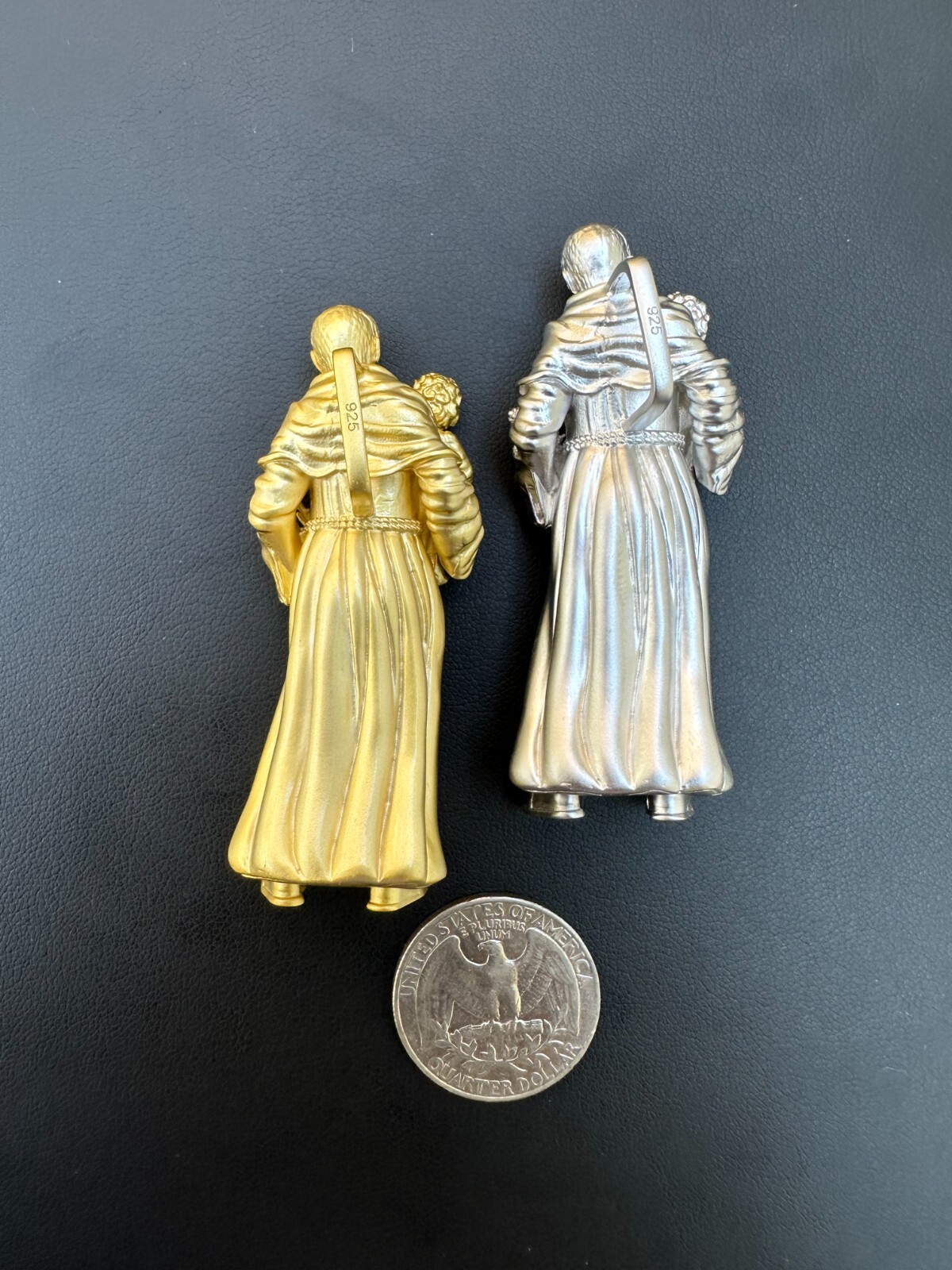 Pre-owned Harlembling Heavy 3d St Joseph W Baby Jesus Real 925 Silver 14k Yellow Gold Pendant Necklace
