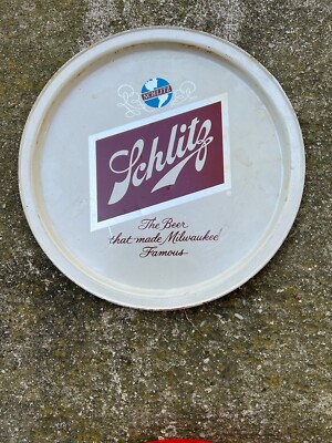 Vintage Schlitz Beer, 12'' Metal Serving Tray, Marked 1958