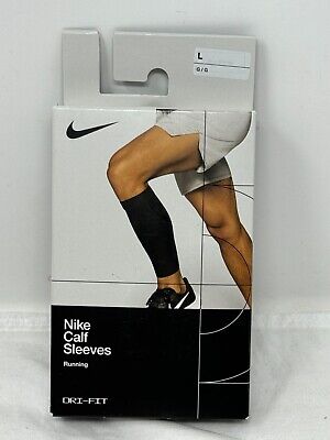 Nike Dri-FIT Running Calf Sleeves Size L Black One Pair