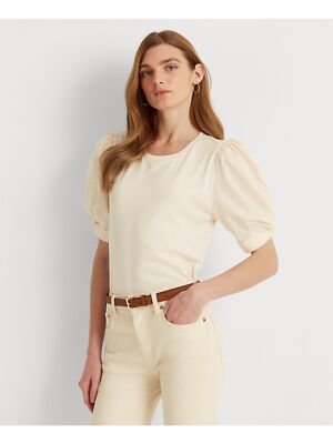 

LAUREN RALPH LAUREN Женский бежевый топ с круглым вырезом и рукавами-пуфами