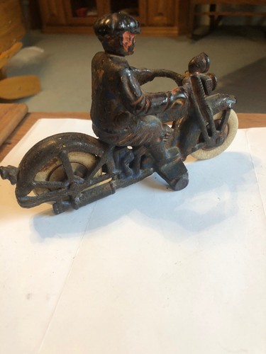 Authentic 1930s Hubley Harley Davidson Cast Iron Civilian Motorcycle dark blue