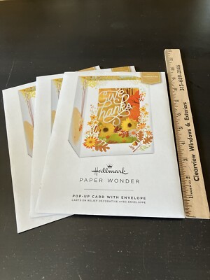 3 - NIPHallmark Paper Wonder Pop-Up Thanksgiving Cards & Env. FREE Shipping!