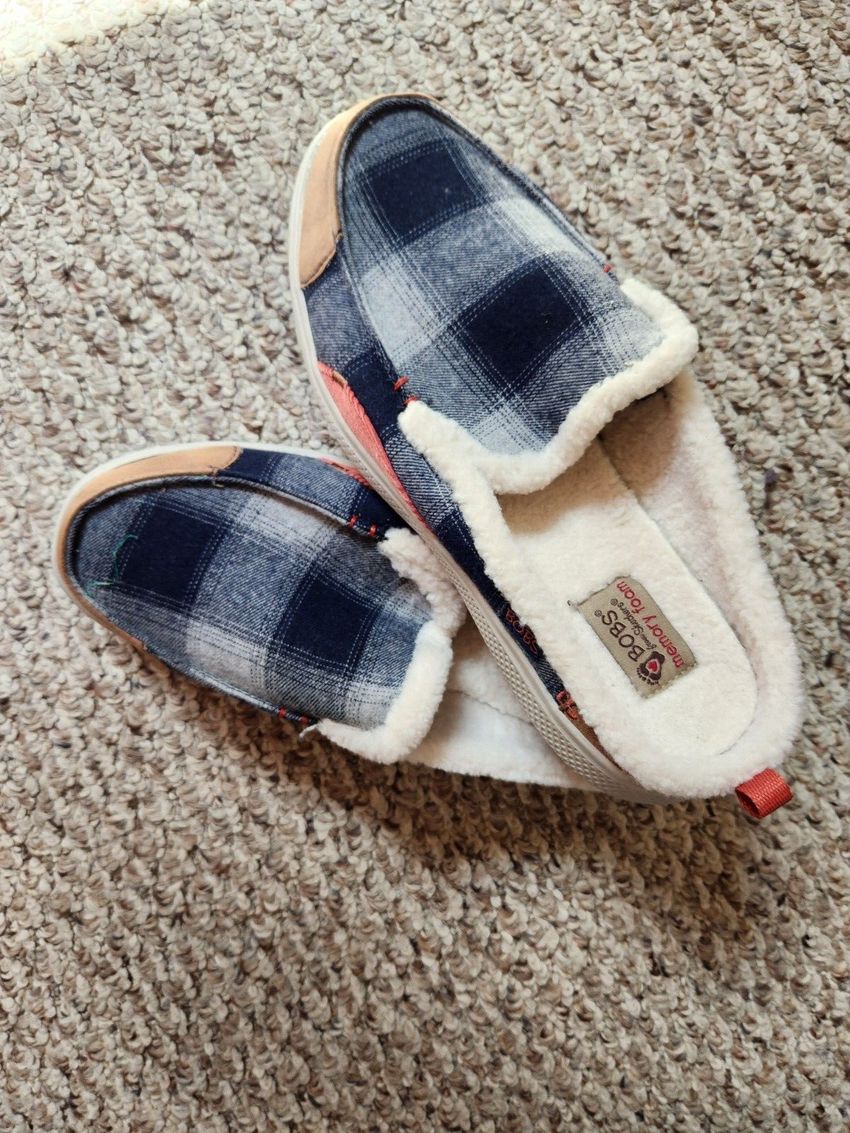 Women s Bobs Skechers U.S. Sz. 11 Blue Plaid Fashion Comfort Slip
