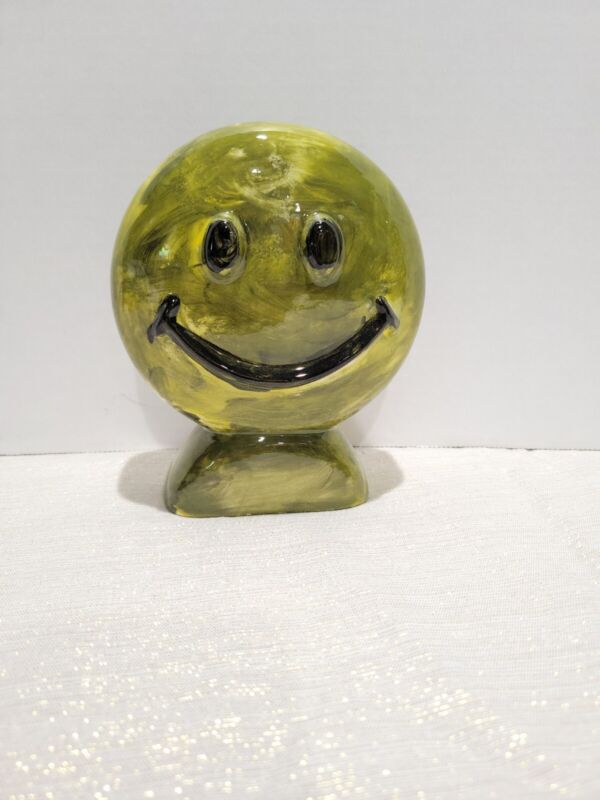 Smiling happy  face  Piggy Bank ceramic  6" x 5 "