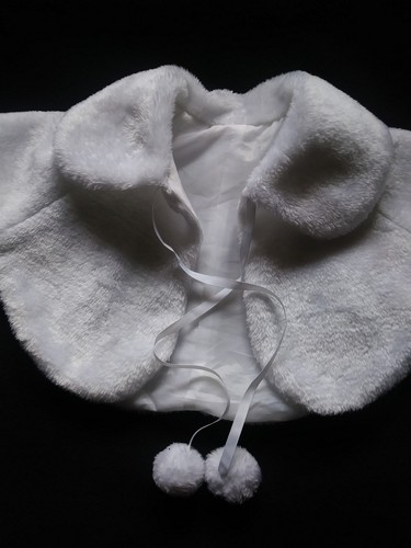 Girl's Ivory White Faux Fur Cape Elegant Wedding Christmas Holidays Sz 10