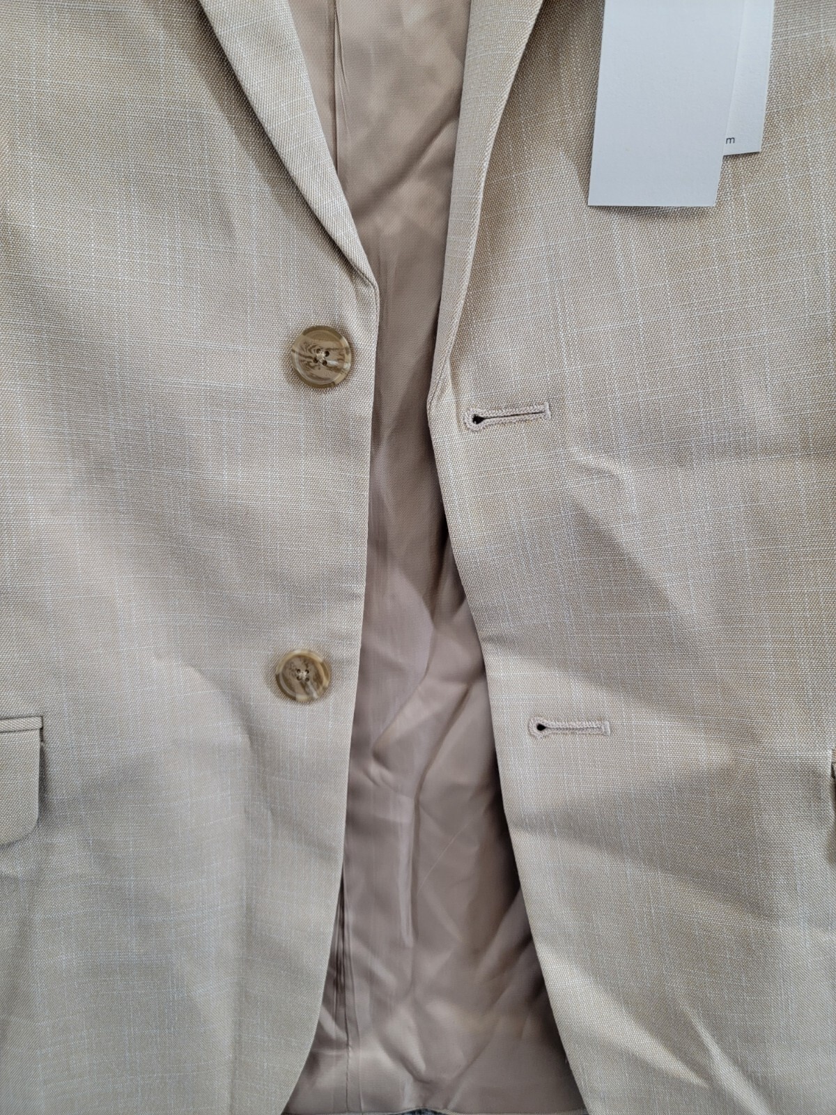 Calvin Klein Stretch Sharkskin Jacket Big Boys 16 Light Khaki Button Front L/S - Picture 9 of 18