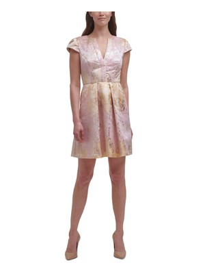 

VINCE CAMUTO Женское розовое мини-платье с рукавами-крылышками и расклешенным платьем Petites, Розовый