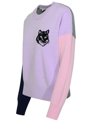 Pre-owned Maison Kitsuné 'fox Head' Lilac Wool Sweater In Purple