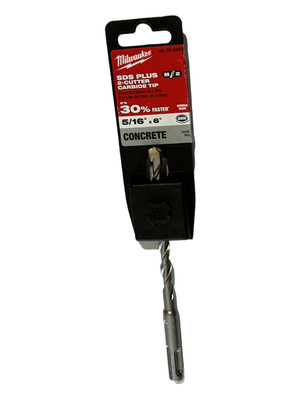 2-Cutter SDS-Plus Carbide Tip Drill Bit for Concrete - Milwaukee 5/16'' x 6'' 