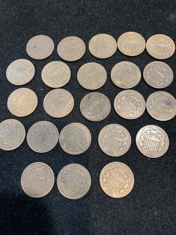 23 PC LOT 2C COINS 1864-1868 VF