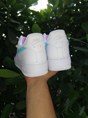Pre-owned Nike ?  Air Force 1 Womens /gs White White Pink Turquoise Multi Size + Free Gift