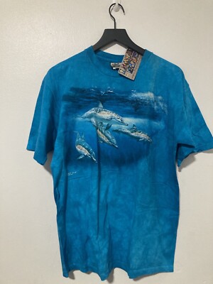 VTG Dolphin Liquid Blue Nature Graphic Shirt Size Large 2003 Y2K New Vintage