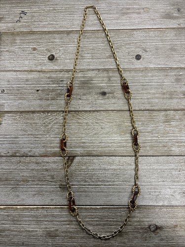 Rare Vintage Gold-Tinted Chain Necklace Dauplaise Patent Rare Vintage Gold-Tinted Chain Necklace Dauplaise Patent