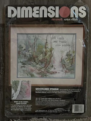 Dimensions Woodland Stream No Count Cross Stitch 1991 Kit   NEW