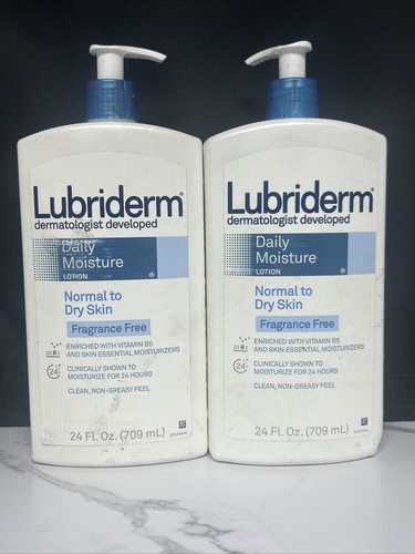 2 Pack Lubriderm Daily Moisture Body Lotion, Fragrance-Free 24 fl. oz 1F