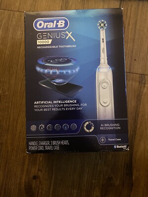 Oral-B GENIUS X 1000 Rechargeable Toothbrush, 3 Brush Heads & Travel Case, Black