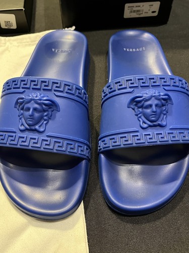 Versace★素敵！Smiley Medusa Slides Sandals Blue/Lime Versace Smiley Medusa Slides Sandals Blue/Lime 11 US (44 Eu