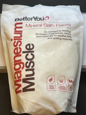 BetterYou Magnesium Muscle Mineral Bath Flakes  2.3 lb Bag, Exp 12/2025 Soothing