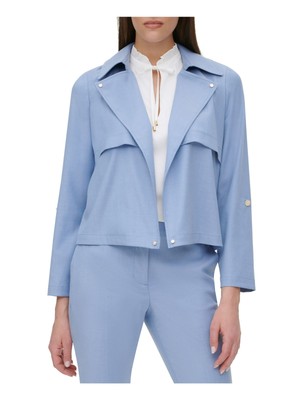 

Женская синяя укороченная куртка с открытым передом DKNY Длинная рабочая куртка S Wear, Синий, UD0JX738