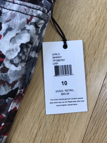 Jeans Sz. 10 Girls - 7 For All Mankind- Floral Jeans Pants Super Skinny NEW Fun