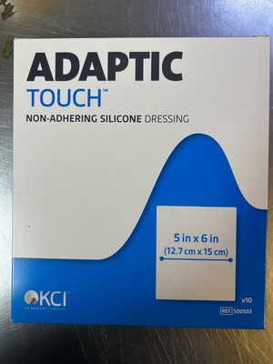 Date!  10pk Adaptic Touch Non Adhering Silicone Dressing 5'' x 6'' BB 10/31/2024