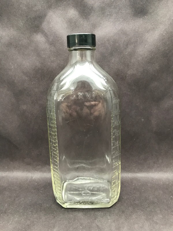 Brockway SaniGlass 16 ounce (3xvi) Glass Bottle w/ Raised Marks Lined Screw Cap
