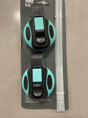 Teal Straw Lid Fits All Wide Mouth Hydro Flask Bottle 2 Lids 2 Straws 2 Brushes