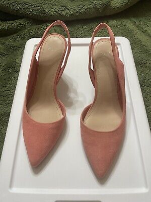 Pour La Victoire Suede Salmon/Pink Slingback Heel Pointed Toe Dress Classic Shoe