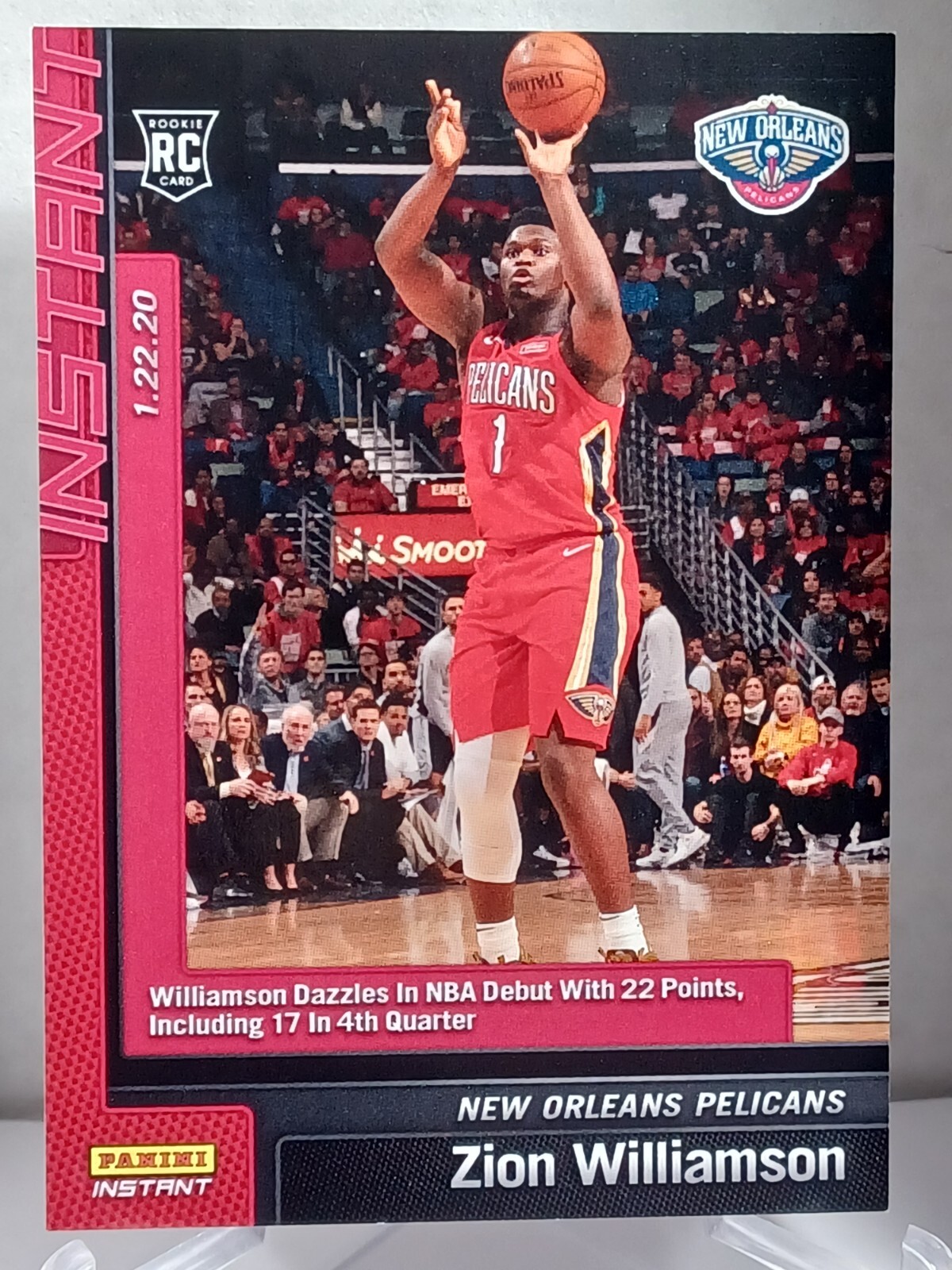 Zion Williamson 2019-20 Panini Instant #76 RC Rookie Card #1/5629 Pelicans ??. rookie card picture