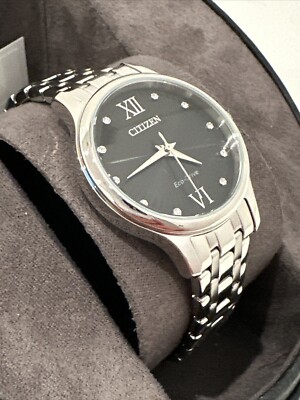 Citizen Women's Watch EM0891-58E Eco Drive Black Dial Silver Stainless