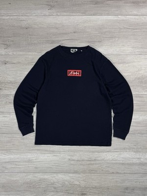Kith London Basic Central Chest Print Logo Navy Long Sleeve T Shirt Size M