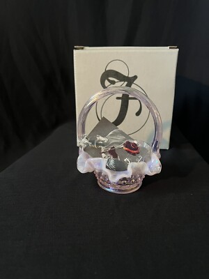 Fenton Glass Pink Chiffon Opal Basket