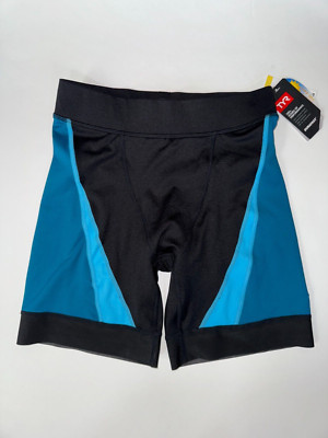 TYR Men's 32 M Black Teal ALLIANCE SPLICE Swimsuit Jammer Shorts Durafast New