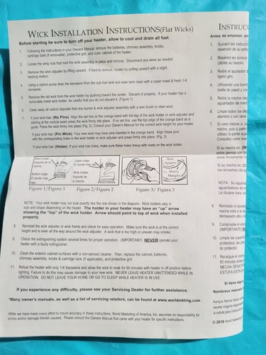 DYNA GLO WK11C8 KEROSENE HEATER WICK & WICK CLEANING BRUSH &GUIDE-KEROWORD 20430